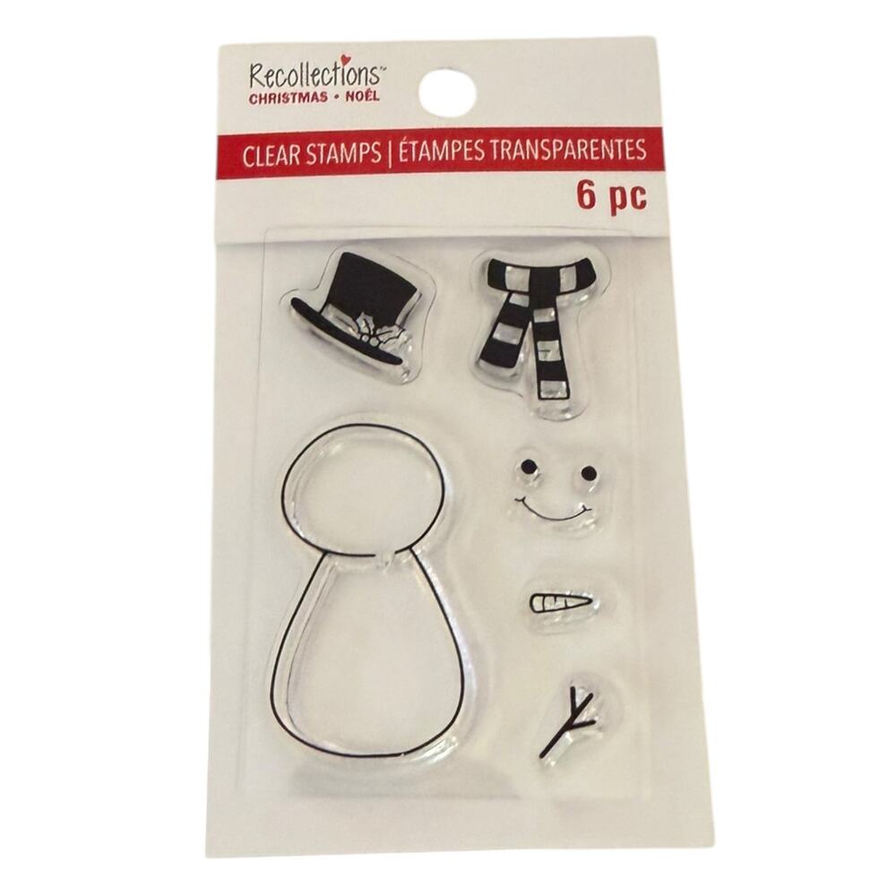 Recollections Christmas Snowman 6 Piece Clear Cling Rubber Stamps